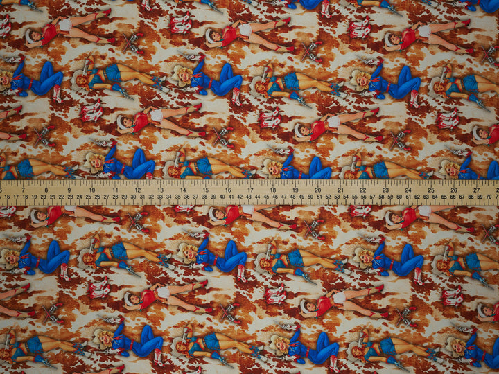 Pin Ups & Cowhide - Silky Satin Charmeuse print - fabric by the yard -  sublimation print