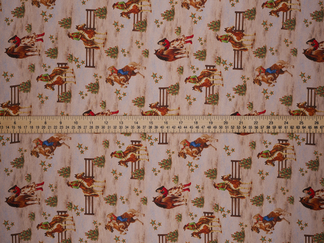 Cowgirl and Stars - Silky Satin Charmeuse print - fabric by the yard -  sublimation print