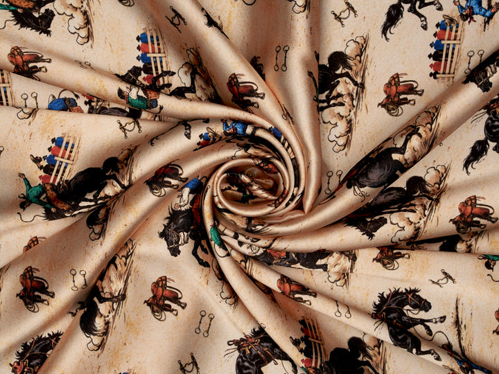 Buckin’   - Silky Satin Charmeuse print - fabric by the yard -  sublimation print