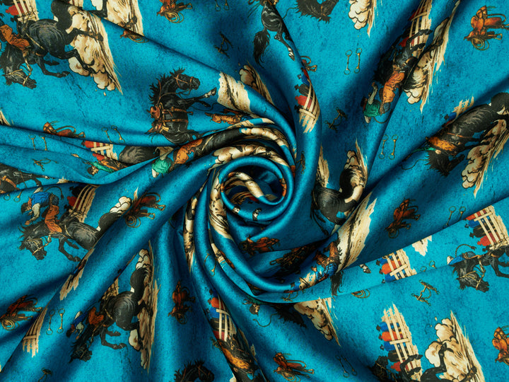 Buckin’   - Silky Satin Charmeuse print - fabric by the yard -  sublimation print