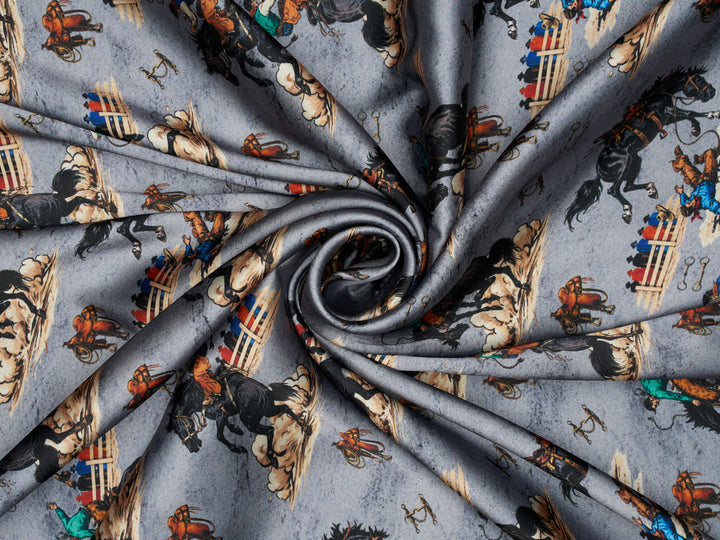 Buckin’   - Silky Satin Charmeuse print - fabric by the yard -  sublimation print