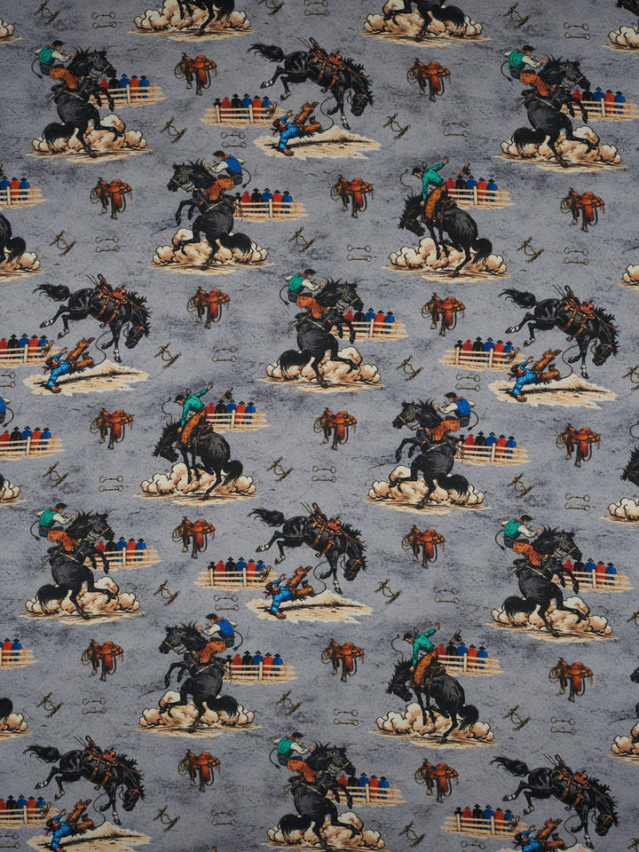 Buckin’   - Silky Satin Charmeuse print - fabric by the yard -  sublimation print
