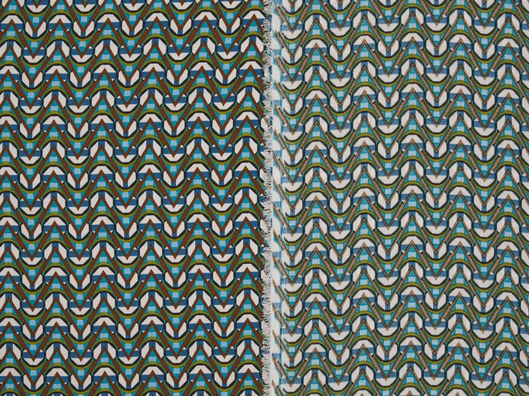 Satin  fabric by the yard -    Dainty motif  zig zag  pattern