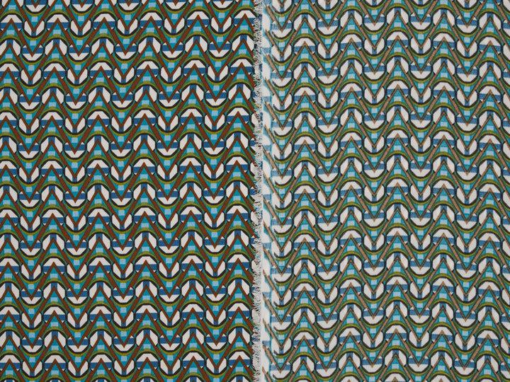 Satin  fabric by the yard -    Dainty motif  zig zag  pattern