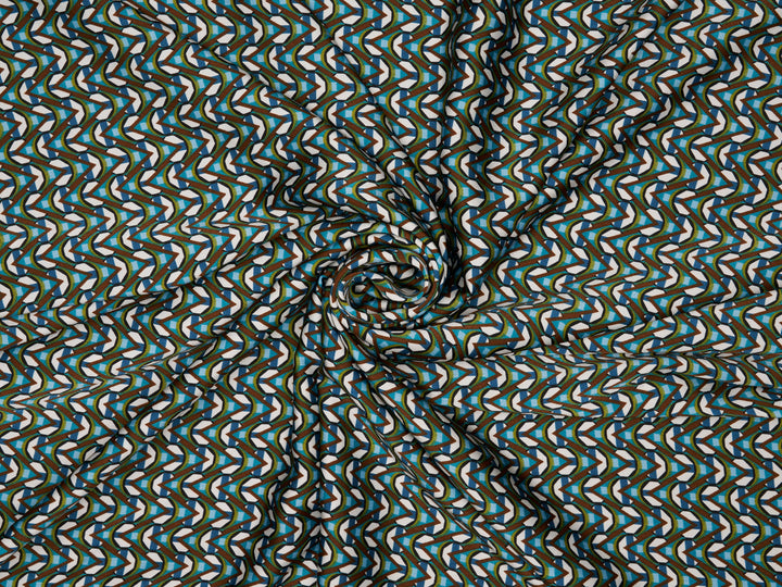 Satin  fabric by the yard -    Dainty motif  zig zag  pattern