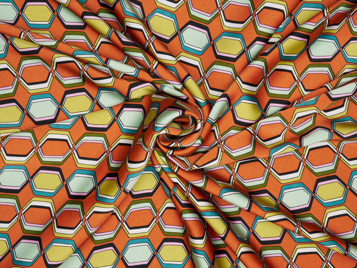 Satin  fabric by the yard -    Honeycomb squares pattern