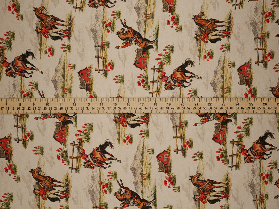 Cowgirl    - Silky Satin Charmeuse print - fabric by the yard -  double sublimation print