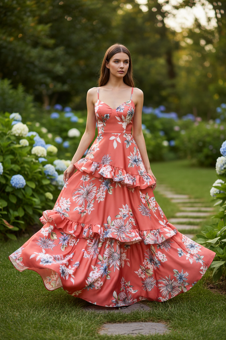 Lightweight  satin  fabric - Pink and white with blue tones    Floral    print