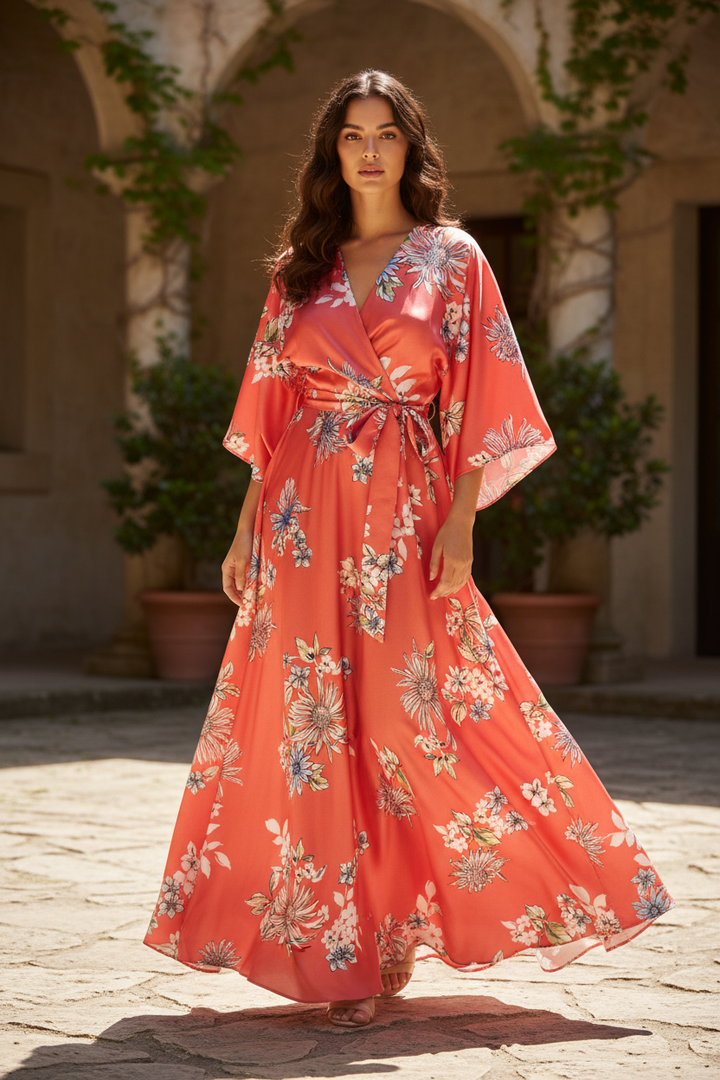Lightweight  satin  fabric - Pink and white with blue tones    Floral    print