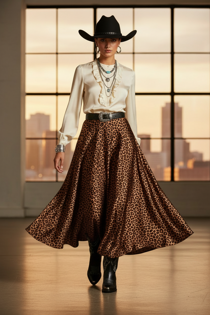 Copper and Black Cheetah animal   print -  Luxury silk Satin  charmeuse fabric by the yard
