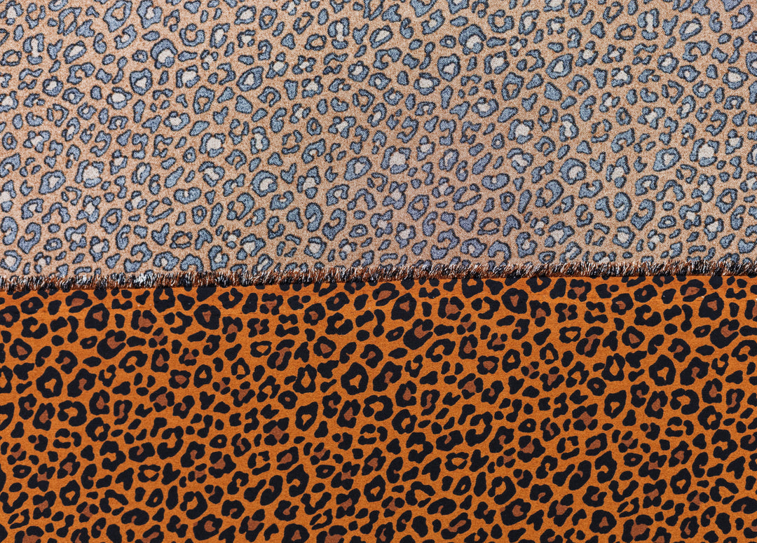 Copper and Black Cheetah animal   print -  Luxury silk Satin  charmeuse fabric by the yard