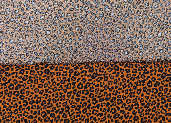 Copper and Black Cheetah animal   print -  Luxury silk Satin  charmeuse fabric by the yard
