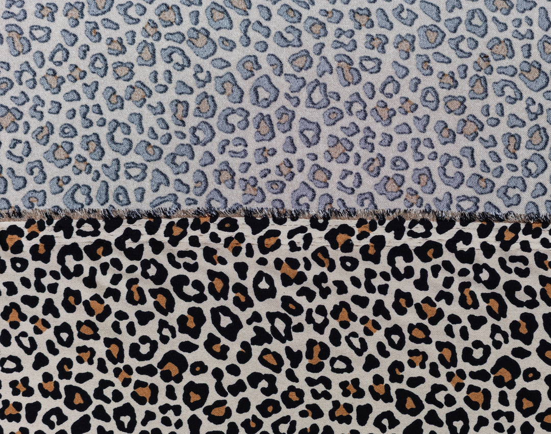 Smokey white  and black  Cheetah animal   print -  Luxury silk Satin  charmeuse fabric by the yard