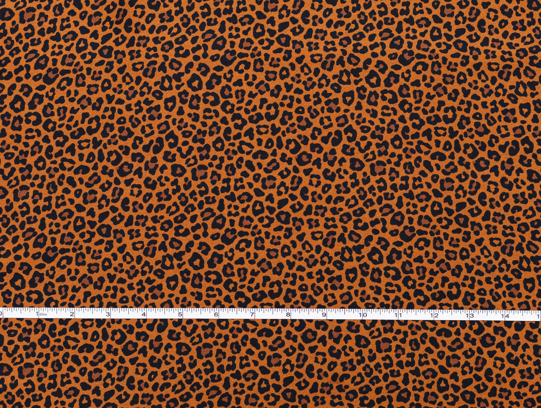 Copper and Black Cheetah animal   print -  Luxury silk Satin  charmeuse fabric by the yard