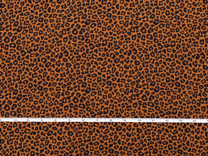 Copper and Black Cheetah animal   print -  Luxury silk Satin  charmeuse fabric by the yard
