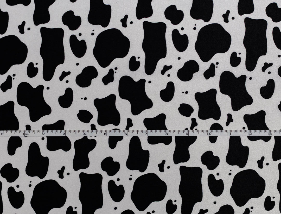 SILKY COWHIDE PRINT /Charmeuse Satin Fabric By The Yard -  Black And White Animal Western Fashion