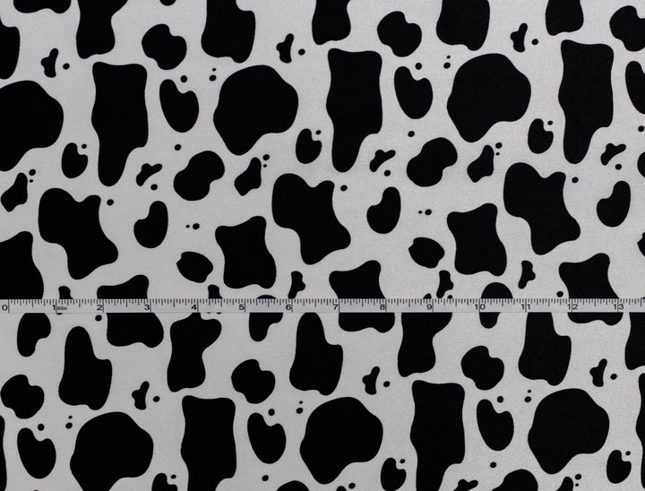 SILKY COWHIDE PRINT /Charmeuse Satin Fabric By The Yard -  Black And White Animal Western Fashion