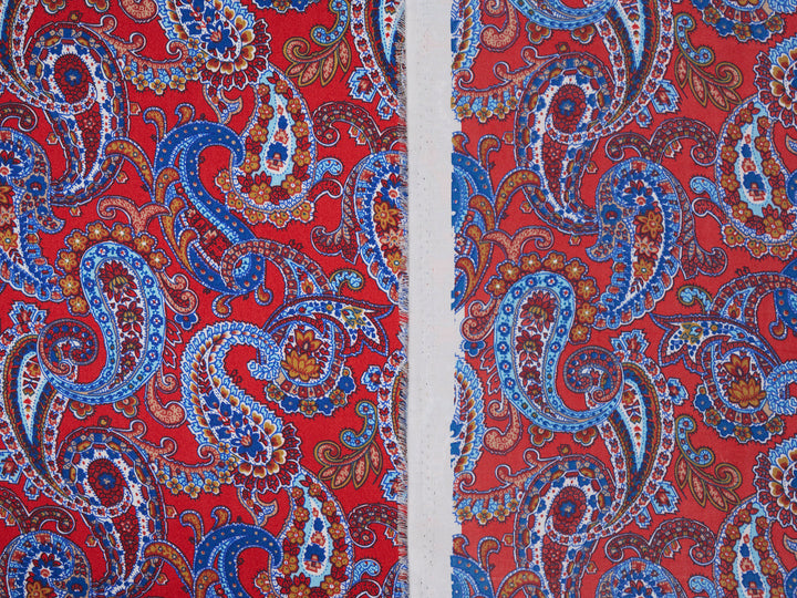 Paisley charmeuse satin fabric by the yard - Red white and blue