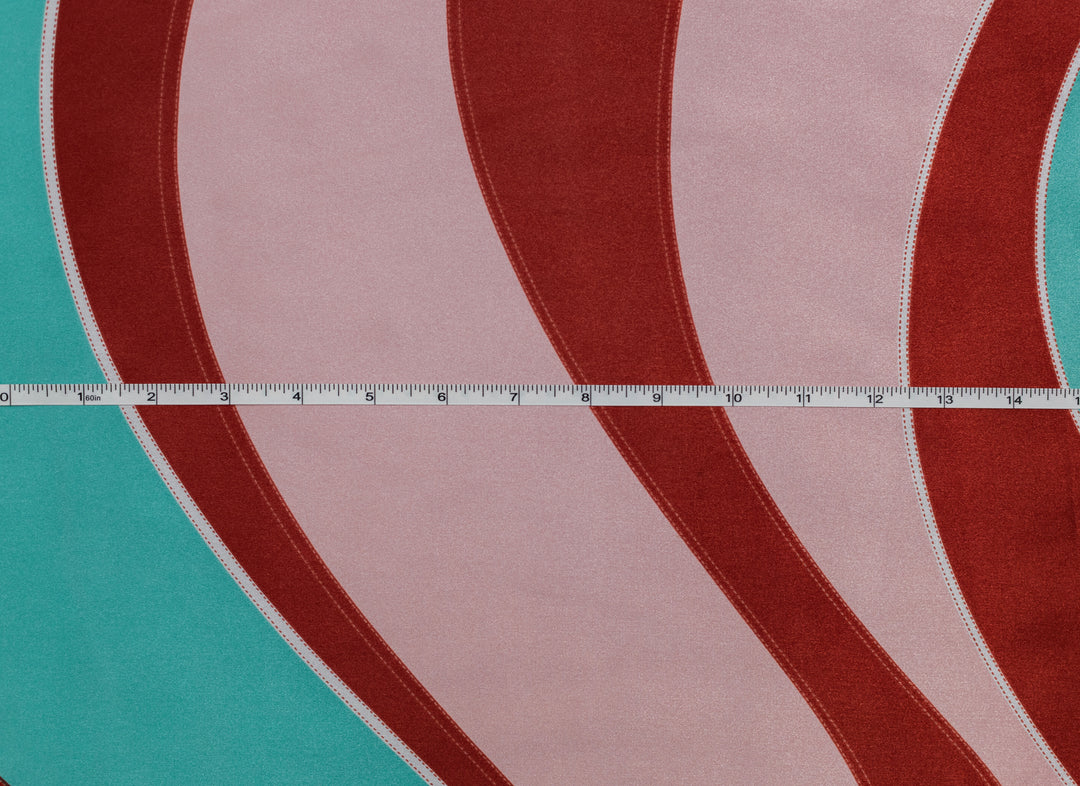 Aqua and Red  print Satin Fabric – Silky Charmeuse for High Fashion, Wild Rags, Curly hair care & Dresses (By the Yard)