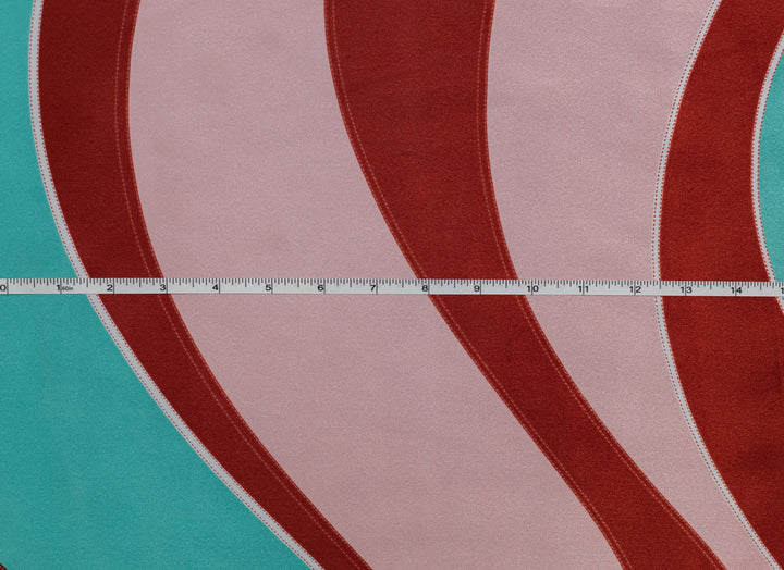 Aqua and Red  print Satin Fabric – Silky Charmeuse for High Fashion, Wild Rags, Curly hair care & Dresses (By the Yard)