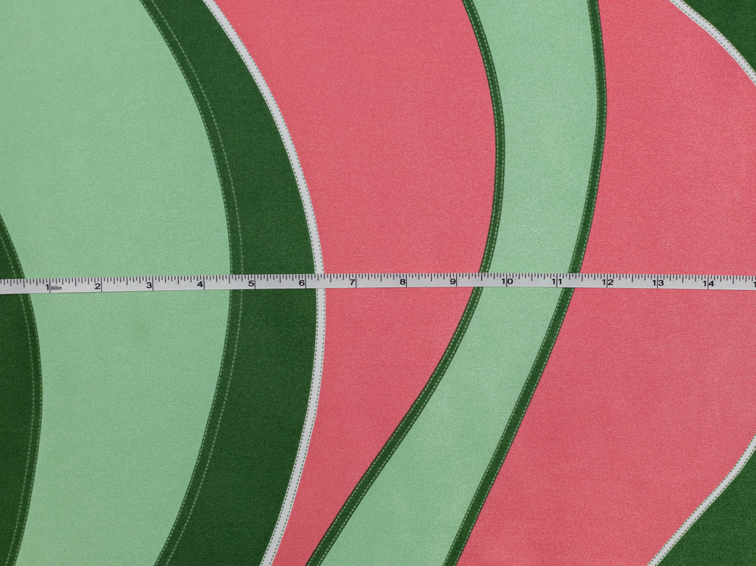 Green Pink   print Satin Fabric – Silky Charmeuse for High Fashion, Wild Rags, Curly hair care & Dresses (By the Yard)