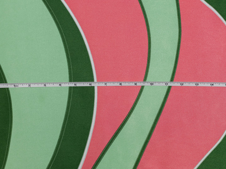 Green Pink   print Satin Fabric – Silky Charmeuse for High Fashion, Wild Rags, Curly hair care & Dresses (By the Yard)