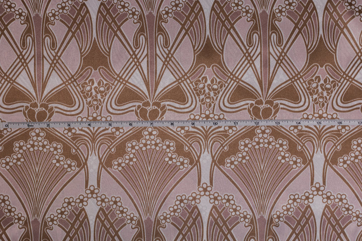 Dusty Pink and taupe  print Satin Fabric – Silky Charmeuse for High Fashion, Wild Rags, Curly hair care & Dresses (By the Yard)