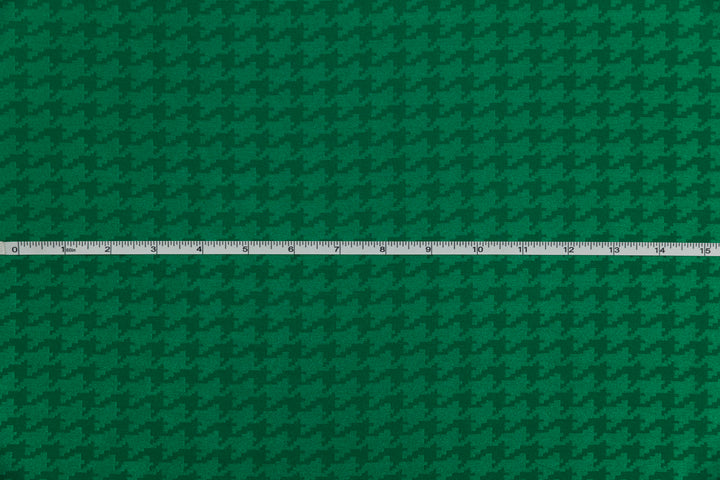 Emerald Houndstooth  print - SILKY JACQUARD SATIN fabric by the yard - luxurious fabric