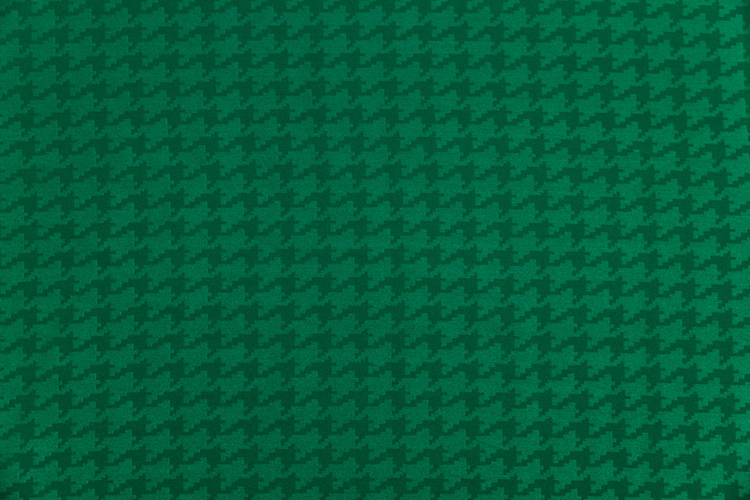 Emerald Houndstooth  print - SILKY JACQUARD SATIN fabric by the yard - luxurious fabric