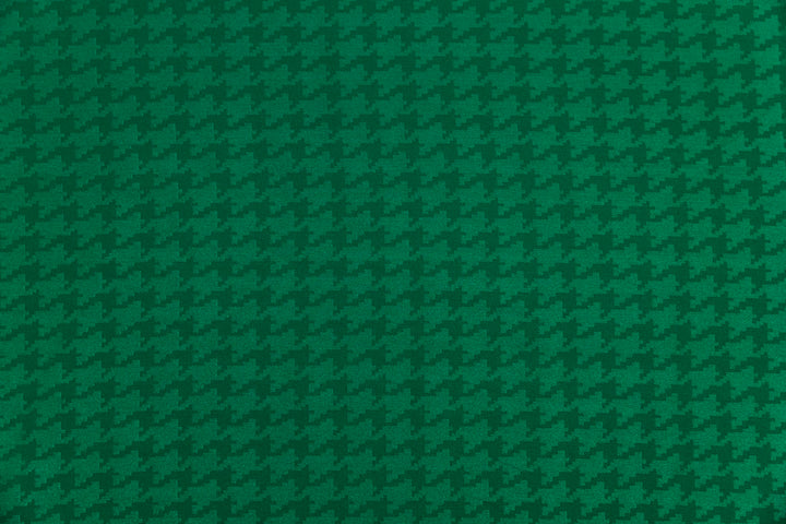 Emerald Houndstooth  print - SILKY JACQUARD SATIN fabric by the yard - luxurious fabric