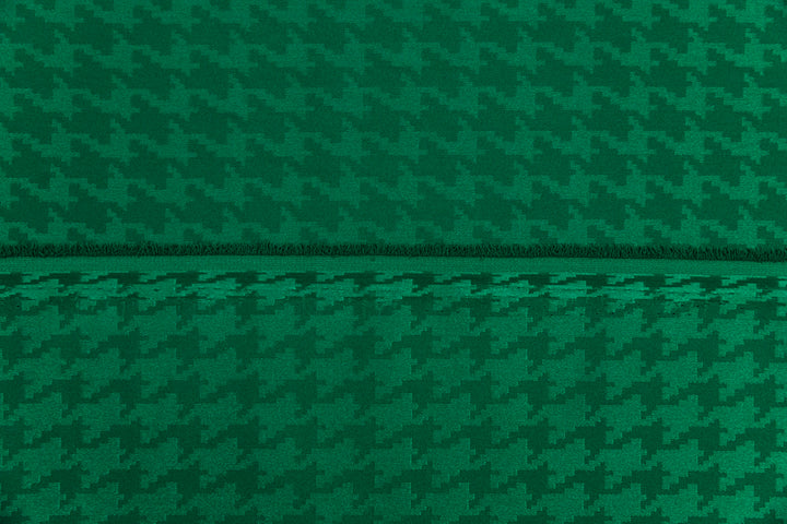 Emerald Houndstooth  print - SILKY JACQUARD SATIN fabric by the yard - luxurious fabric