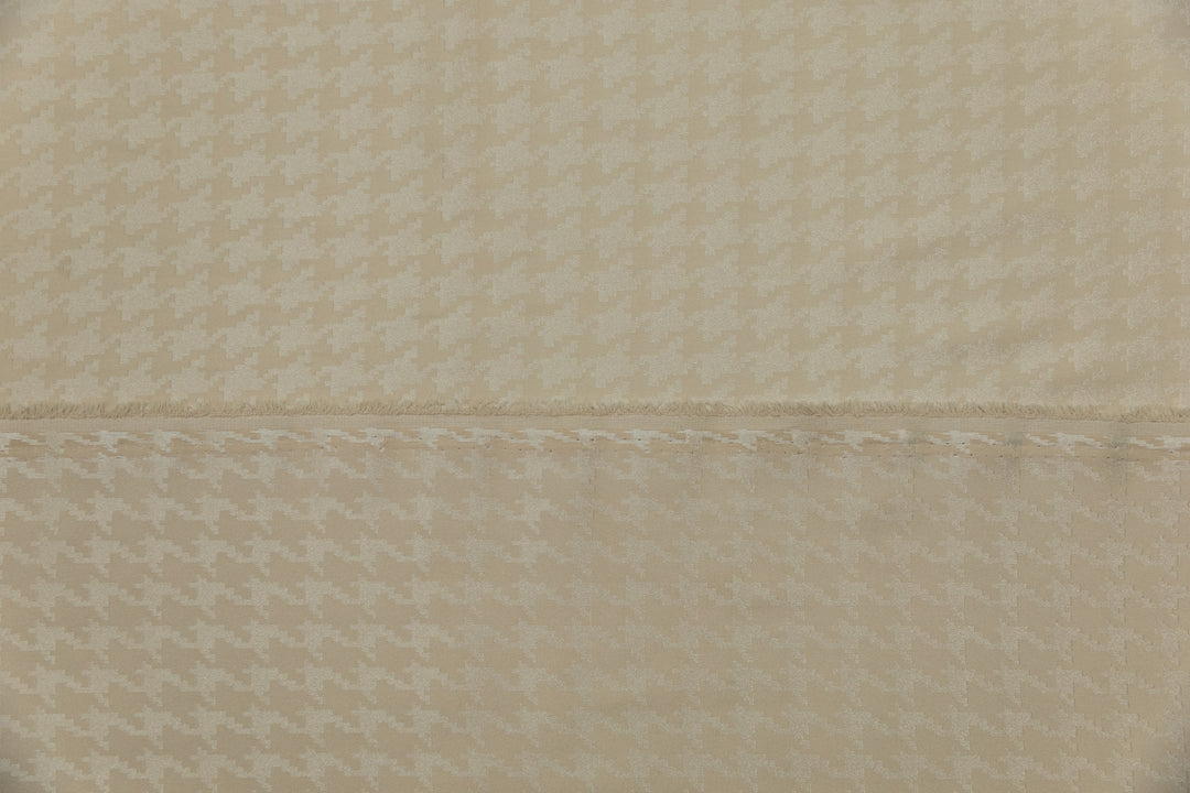 Stone Houndstooth  print - SILKY JACQUARD SATIN fabric by the yard - luxurious fabric