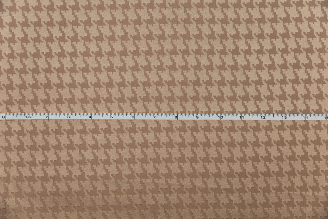 Taupe Houndstooth  print - SILKY JACQUARD SATIN fabric by the yard - luxurious fabric