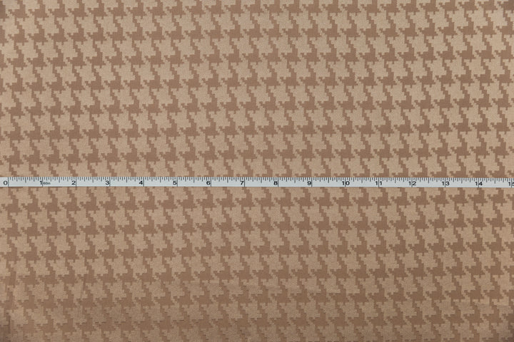 Taupe Houndstooth  print - SILKY JACQUARD SATIN fabric by the yard - luxurious fabric