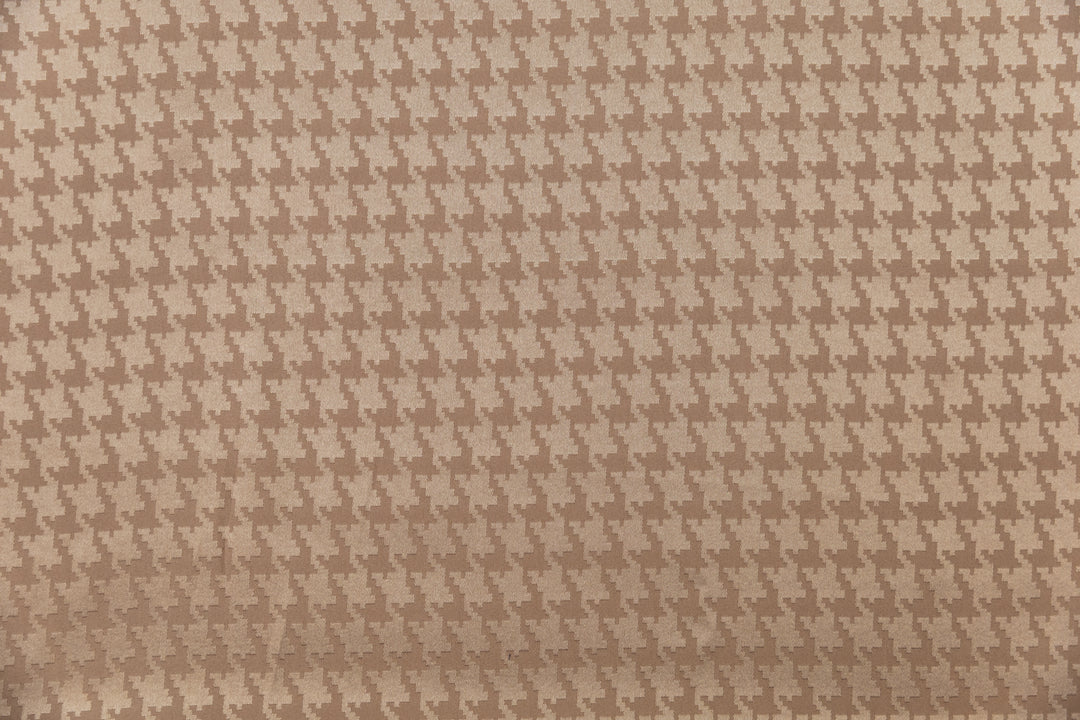 Taupe Houndstooth  print - SILKY JACQUARD SATIN fabric by the yard - luxurious fabric