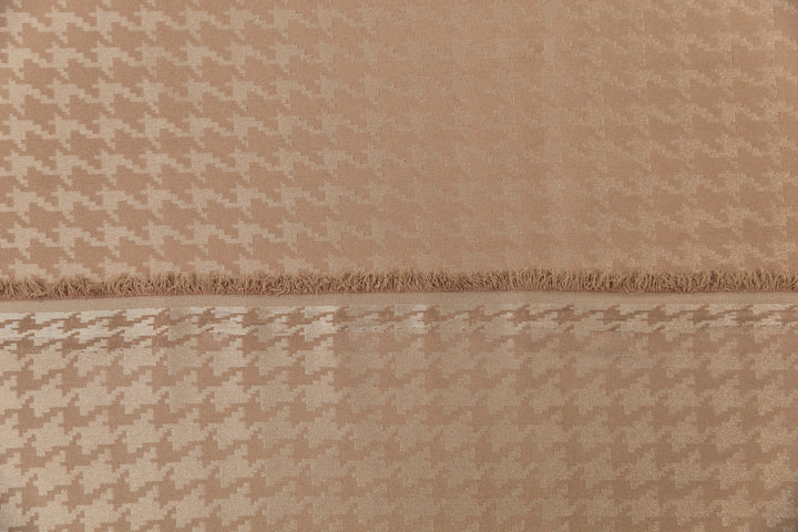 Taupe Houndstooth  print - SILKY JACQUARD SATIN fabric by the yard - luxurious fabric