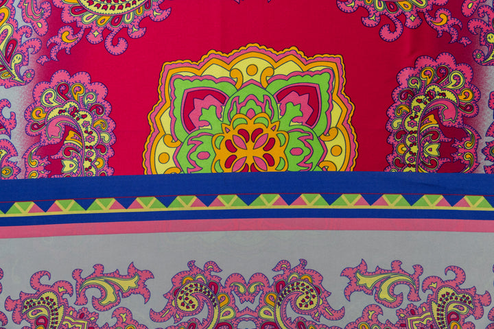 Colorful Paisley tribal print  - Charmeuse satin fabric by the panel -   panel