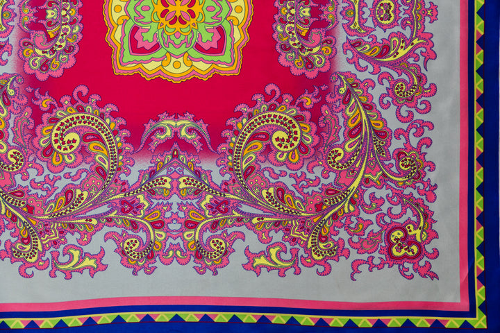 Colorful Paisley tribal print  - Charmeuse satin fabric by the panel -   panel