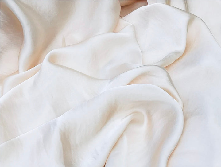 Ivory solid color  - Lightweight  satin fabric by the yard -