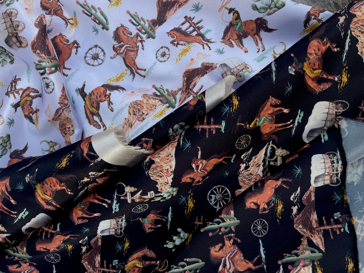 Wild West Silky Satin Charmeuse print - fabric by the yard -  sublimation print