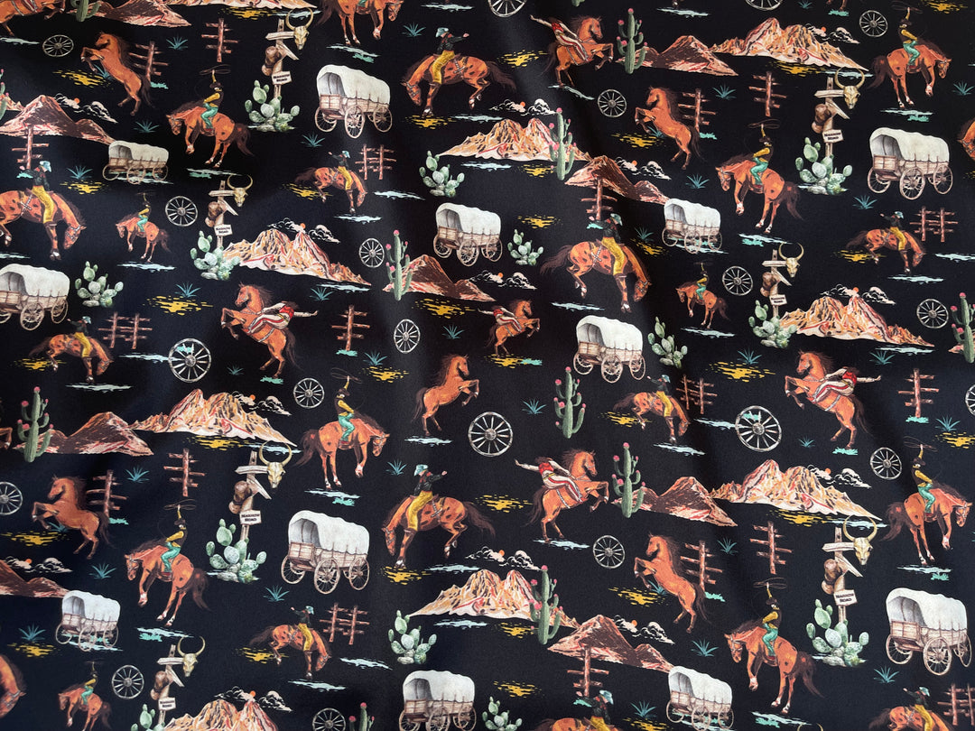 Wild West Silky Satin Charmeuse print - fabric by the yard -  sublimation print