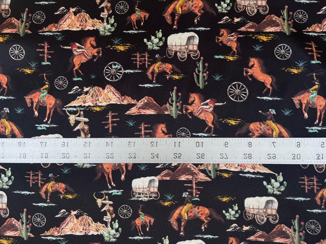 Wild West Silky Satin Charmeuse print - fabric by the yard -  sublimation print