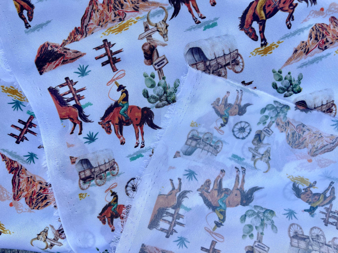 Wild West Silky Satin Charmeuse print - fabric by the yard -  sublimation print