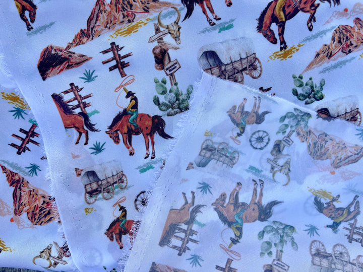 Wild West Silky Satin Charmeuse print - fabric by the yard -  sublimation print