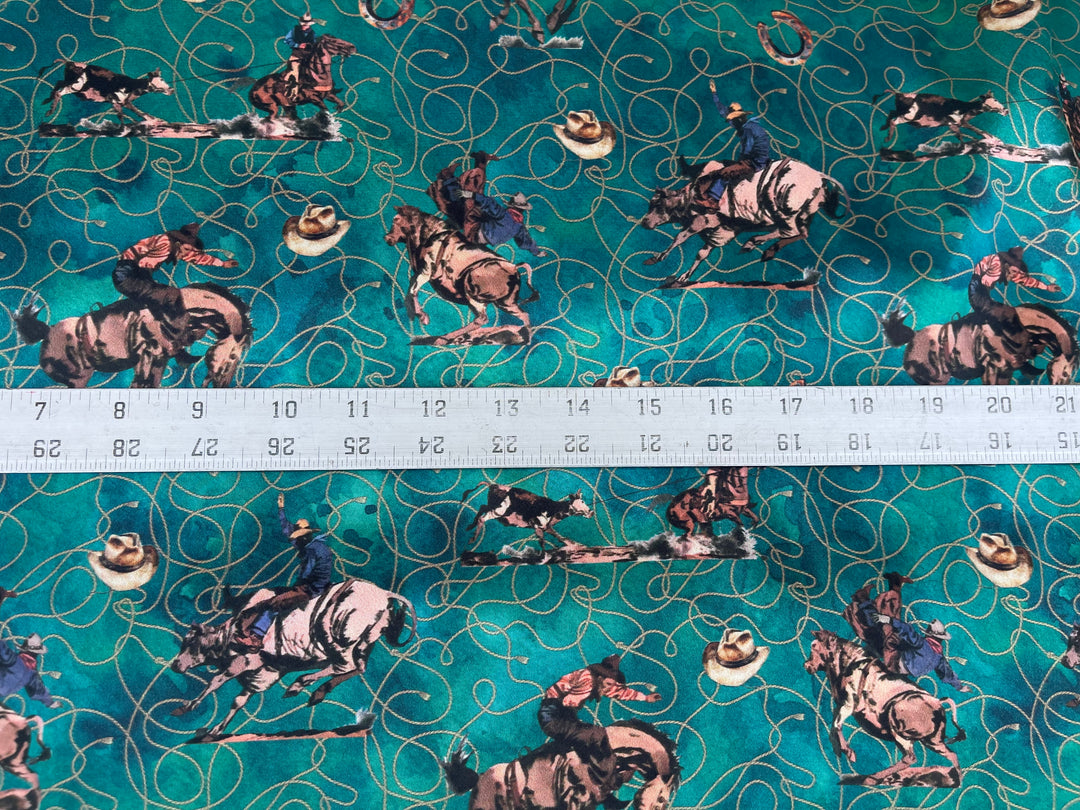 Cowboys Silky Satin Charmeuse print - fabric by the yard -  sublimation print