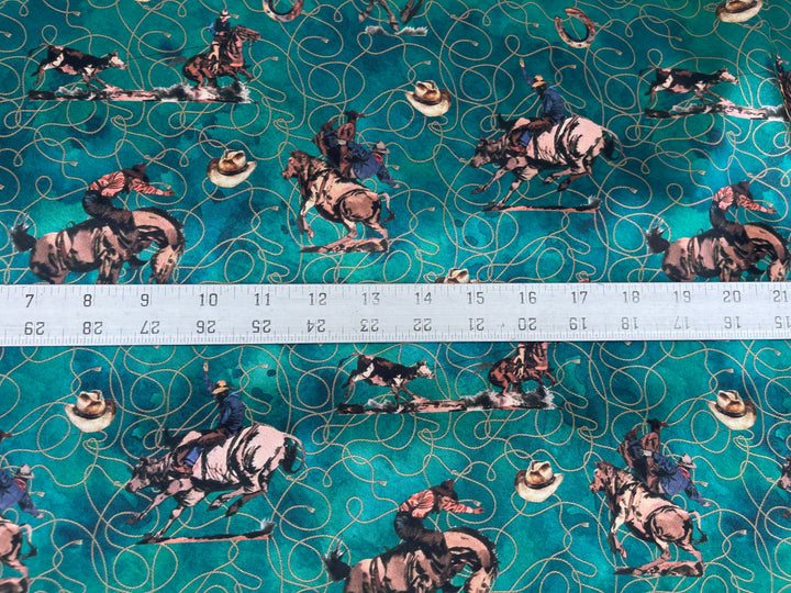 Cowboys Silky Satin Charmeuse print - fabric by the yard -  sublimation print