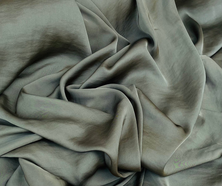 Lightweight  satin fabric by the yard - Dark Sage green solid color