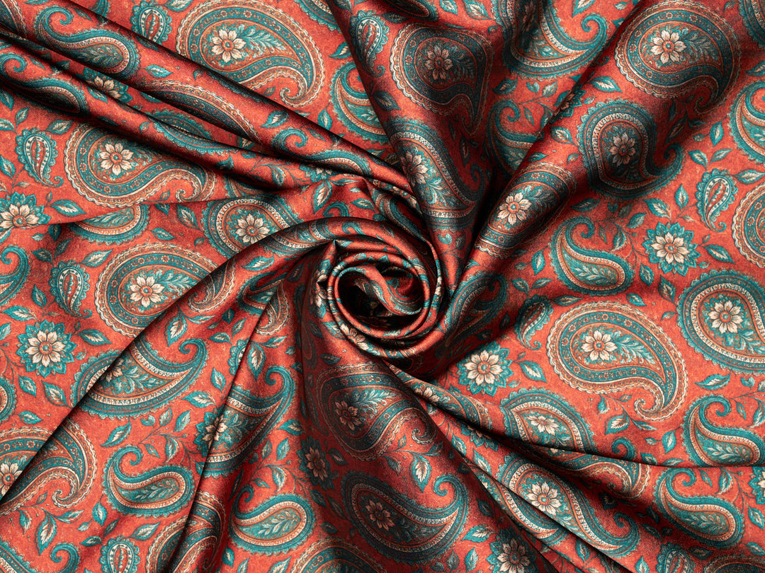 Boho Paisley - Silky Satin Charmeuse print - fabric by the yard -