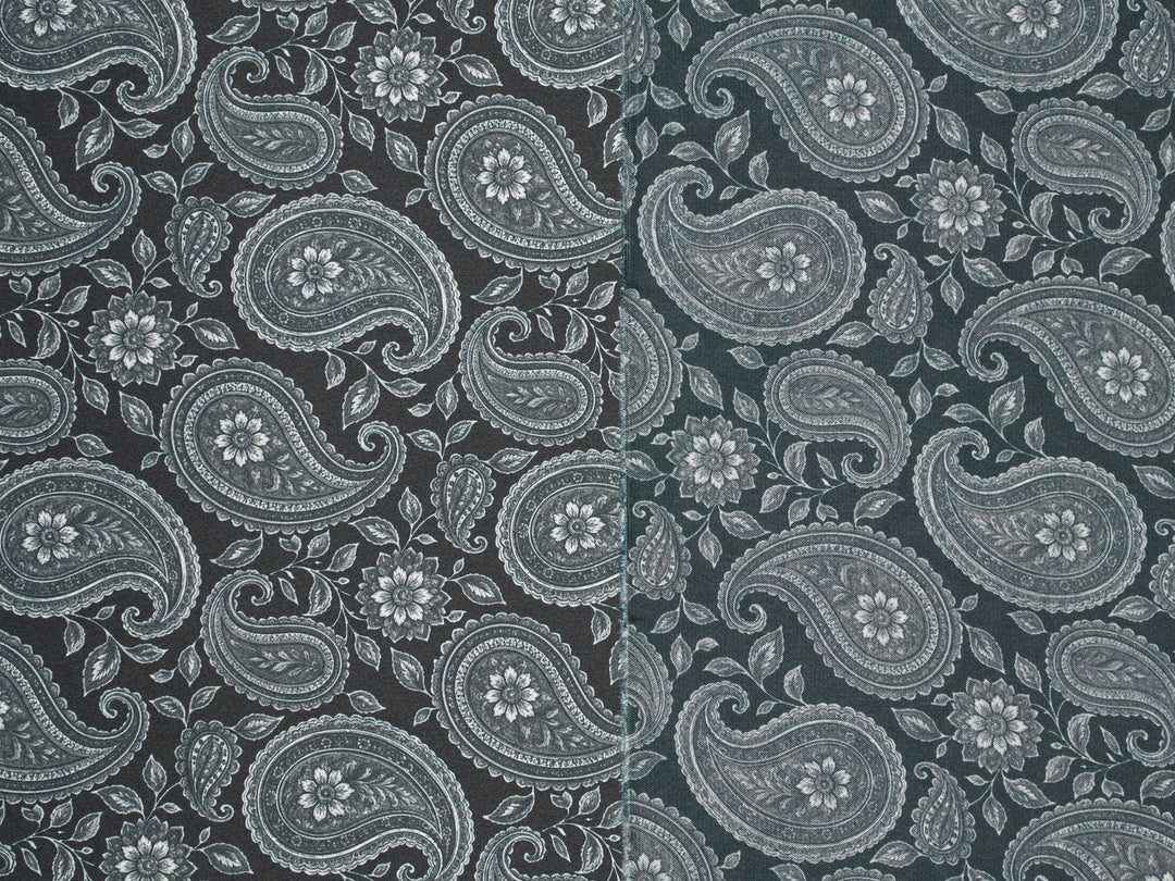 Black and White   Paisley   - Silky Satin Charmeuse print - fabric by the yard -