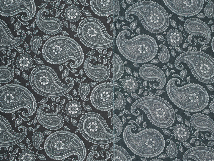 Black and White   Paisley   - Silky Satin Charmeuse print - fabric by the yard -